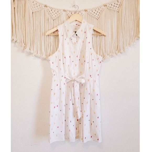 ANTHRO White Popsicle Button Down Shirt Dress 10P - Picture 3 of 8